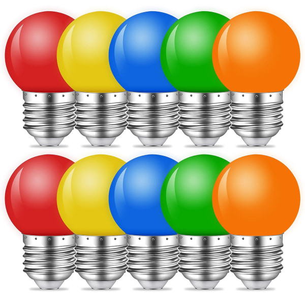 10-pack Färgade LED-lampor, 1W E27 G45 Glödlampor, Färgade LED-Mini-Globlampor, Blandade Färger för Utomhus- och Inomhussträngar, Jul, Fest [C]