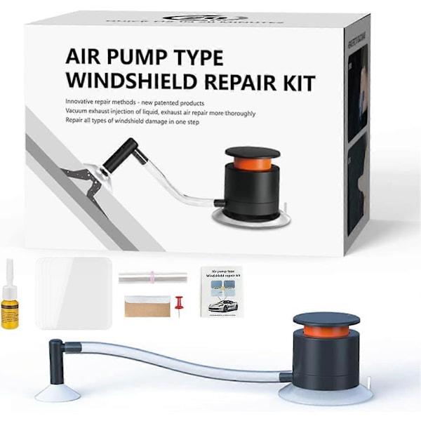 Vindrute Reparationssats Snabb Fix Glas Spricka Reparationsverktyg Vätskeset Bil Vindruta Reparationssats Luftpump Typ Glas Reparationsvätska för Flisor Sprickor (C)