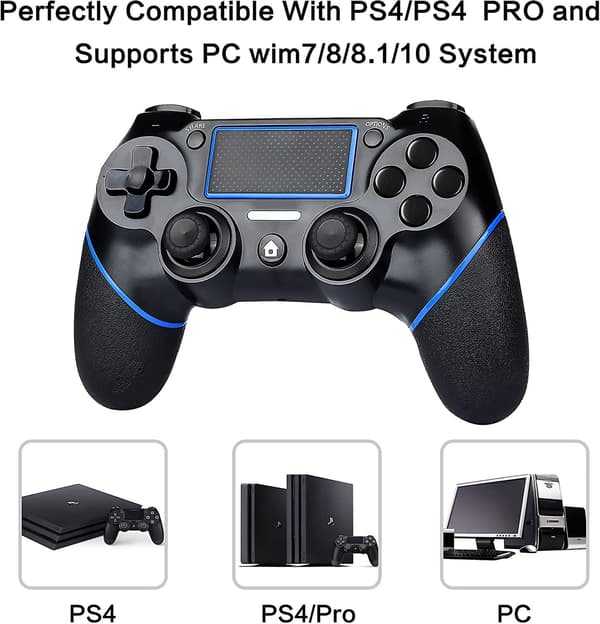 Timoom PS4 Trådløs Bluetooth Spillkontroll Gamepad For PS4 Med Berøringspanel Blue
