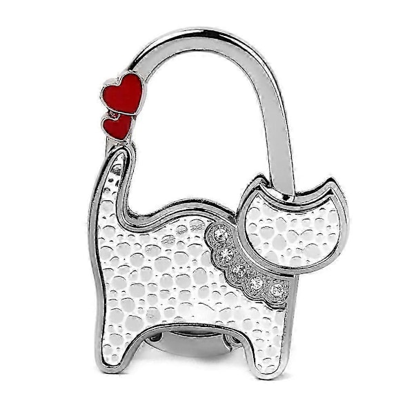 Väskhållare Vikbar Handväskkrok kattformad (Silver point och Vit) (C)
