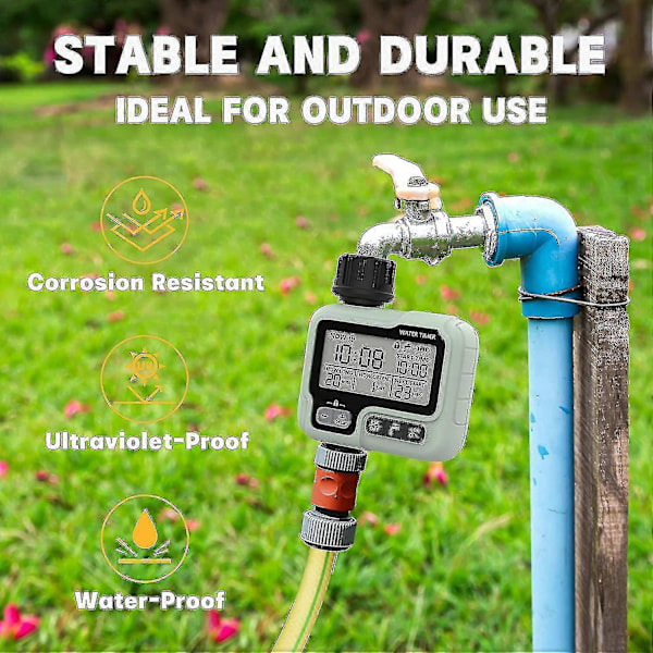 Vattentimer Bevattningstimer Ipx5 Vattentät Manuell Automatisk Sprinkler Med Stor LCD-Display Enkel Installation-XinHan (C)