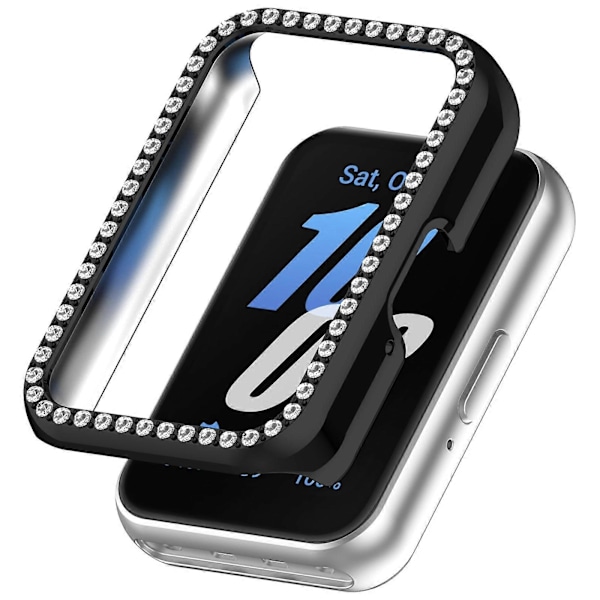 Diamant Halv Pack Ihåligt PC Klockskyddsfodral För Samsung Galaxy Fit 3 (C) Black