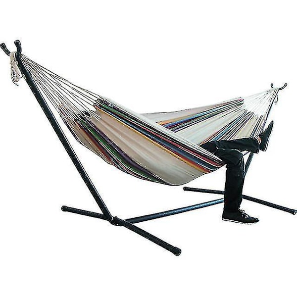 60# Dubbelhängmatta Camping Tjockad Gungstol Utomhus Hängande Säng Canvas Gungstol Utan Hammockram 200*150cm
