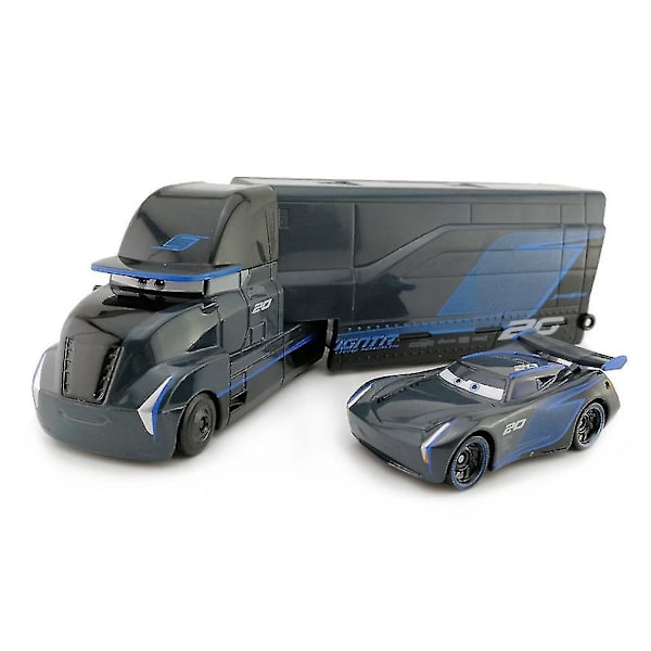 2 st Racing Car 3 Black Storm Jackson Container Trailer Truck Legering Lastbil Mcqueen Mack Leksak