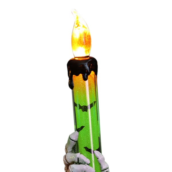 Halloween Hodeskalle Lysestake Lys Skjelett Spøkelses Hånd Flammeløs Lys Lampe Fest Bar Dekorasjon Lampe Grønn[C]