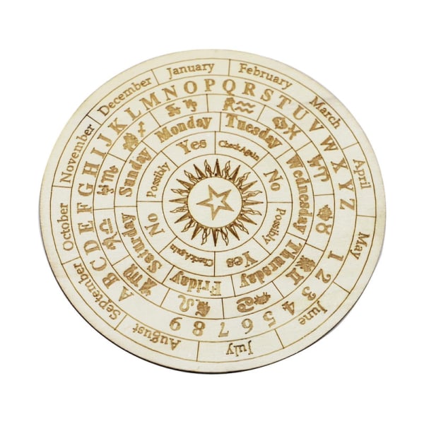 Stjärnpendylbräda i Trä för Spådom och Divination Rund Metafysisk Meddelandebräda Häxkonst L
