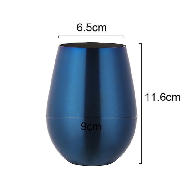 Rostfritt stål stamfritt vinglas, portabelt vinglas för utomhusbruk - set med 2 drickskoppar av metall Blue