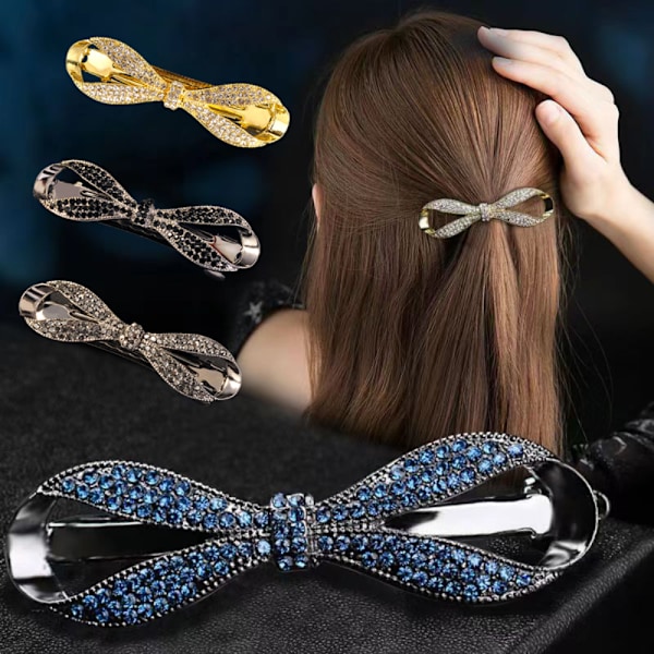 2 st Rhinestone Hårklämma Hårnålar GRÅ