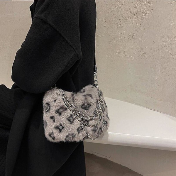Plush Väska Höst & Vinter Armhålsväska Hög Kvalitet Handväska Damernas Nya Mode Ins Axelväska White