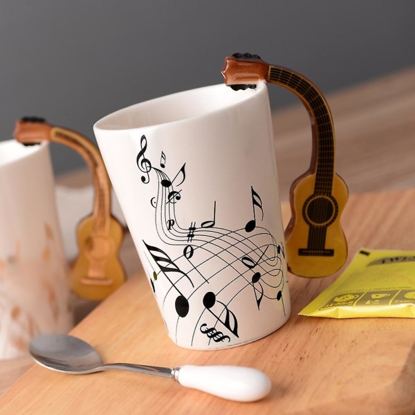 Underbara musikermuggar med instrumenthandtag Handhållen kaffevattenkopp i elegant stil Present till musik[C] J
