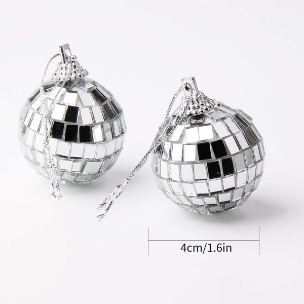 24 stk Sølv Disco Speilkule for Festdekorasjon, Juletre Bryllup Bursdagsfest Dekorasjoner (4cm)