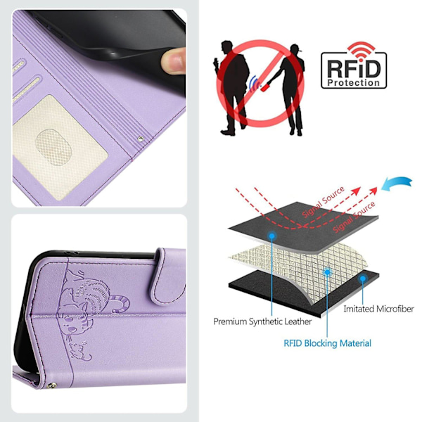 PU-fodral med kattmönster för Motorola Moto G84 5G (C)