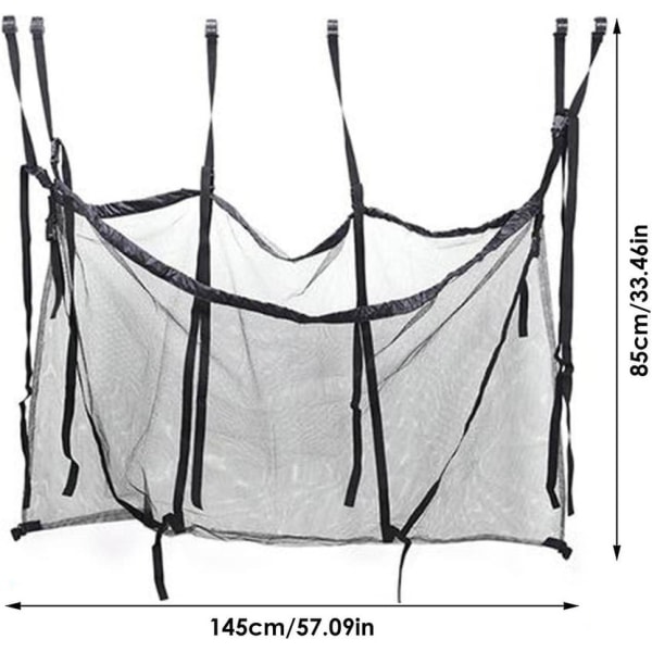 Oppbevaringsnett for bassengflytere, plassbesparende oppbevaringspose for basseng, sammenleggbar nettpose for basseng, hengende oppbevaringspose for basseng, for oppbevaring i hagen 145x85cm