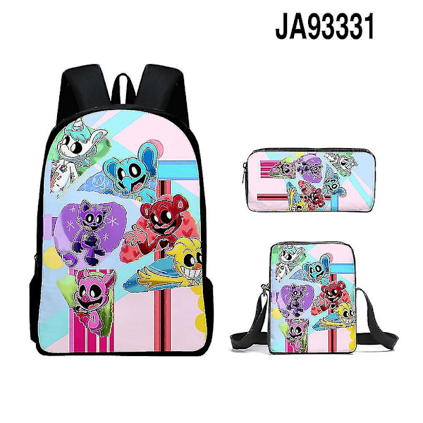 Poppy Playtime 3 Smiling Critters Three-piece Student Backpack Set (backpack + Meal Bag + Pencil Bag)