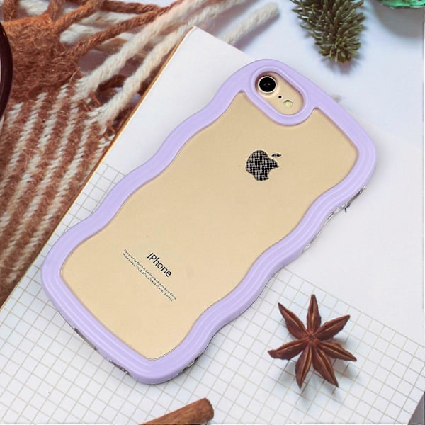 Telefonfodral för iPhone 7/8/SE (2020)/SE (2022) med vågig kant PC+TPU Färgkant Transparent baksida