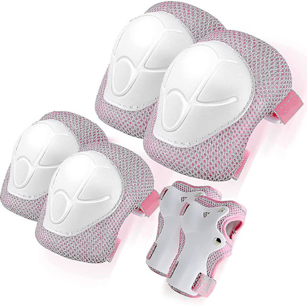 Set med 7 st skyddsutrustning för barn, hjälm och knäskydd, pojkar och flickor, justerbar hjälm för barn, knä- och armbågsskydd för cykling, skridskoåkning, skateboard