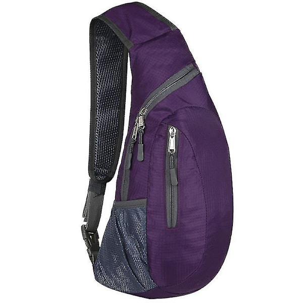 Mænd Kvinder Brystpakke Crossbody Sling Taske Udendørs Sport Rejse Skulderrem Taske Purple