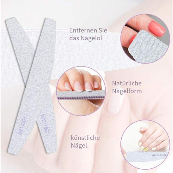 Dubbelsidiga nagelfilar 100/180 Grit 16 stycken för manikyr pedikyr