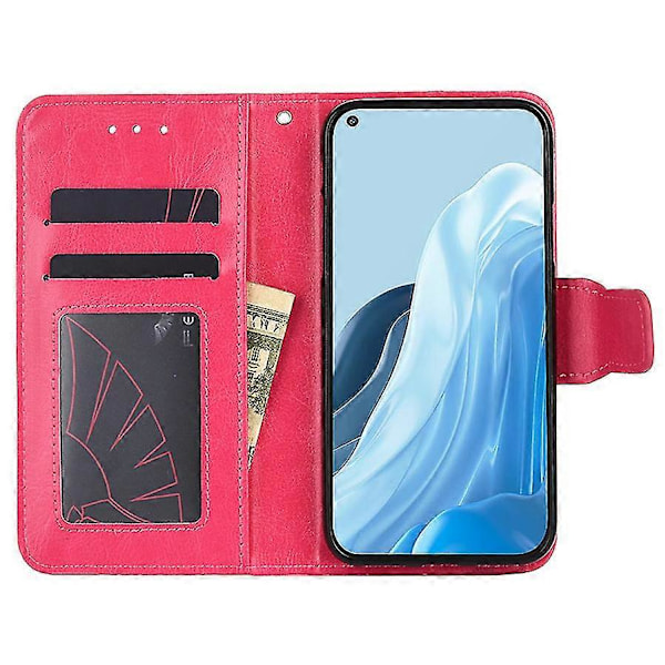 Magnetiskt stängande plånboksfodral i PU-läder för Oppo Find X5 Lite Smartphone Rose