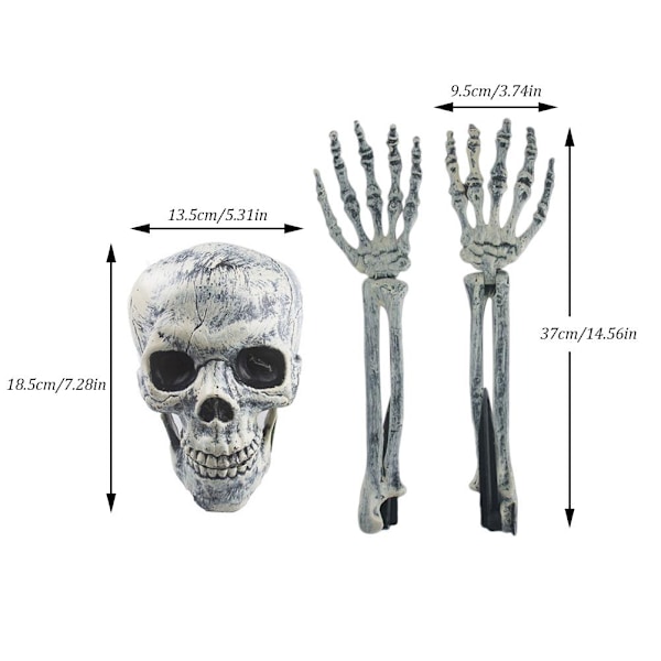 Halloween Glødende Skelet Hoved Hånd Arme Stager Lysende Udendørs Dekoration til Græs Havegård Spøgelseshus Rekvisitter[C]