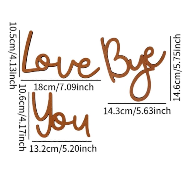 Love You Bye Træskilt Gave Dekorativ Vægdekoration til Hjem Soveværelse Gang (C)