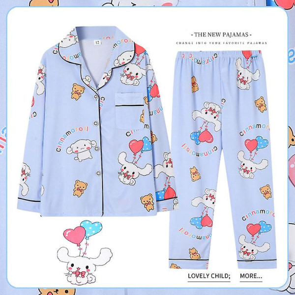 Barnpyjamas Sanrioed Söt Cinnamoroll Kuromi Cotton Pyjamas Långärmad Tecknad Barn Sovkläder Pojkar Flickor Hemkläder 10(105-115cm) DINGDANG