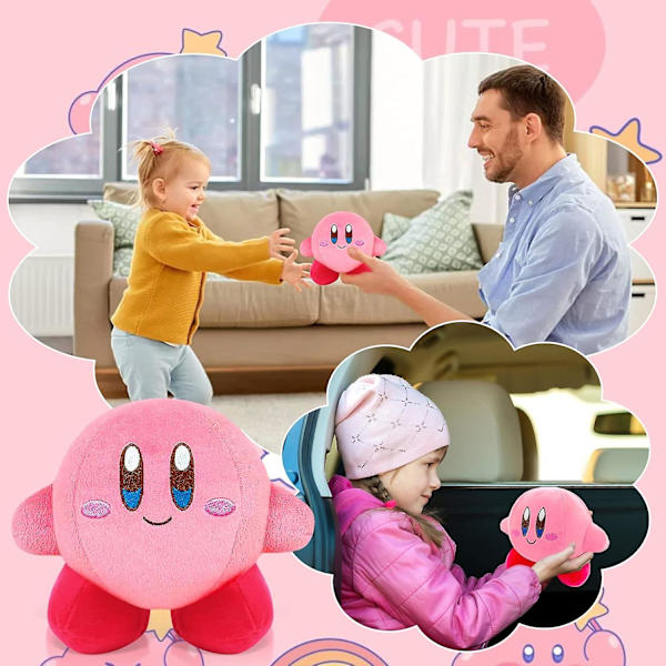 Kirby Plyschleksak, 14cm Kirby Plyschleksak, Kirby Plyschdocka, Kirby Plyschleksak Söta Mjuka Stoppade Dockor Kirby Plyschdocka för Födelsedagspresent (Rosa)