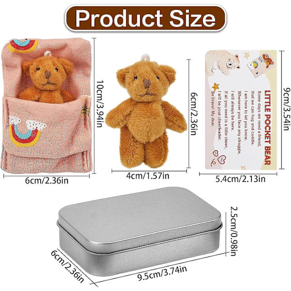 Liten Fickbjörn | Mjuk och Bekväm Teddybjörn i Tennask | Mini Fickbjörn Plyschleksaker | Söt Rolig Fylld Djur Teddybjörn Docka Jul