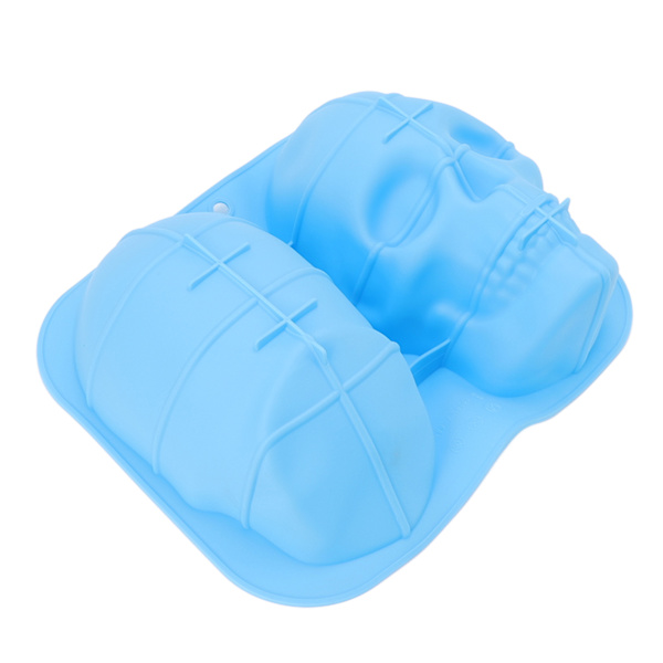 Skallehuvud Bakform Mjuk Silikon Halloween Skelett Huvud Kakform för Kakan Keks Choklad Godis Is Blå[C]