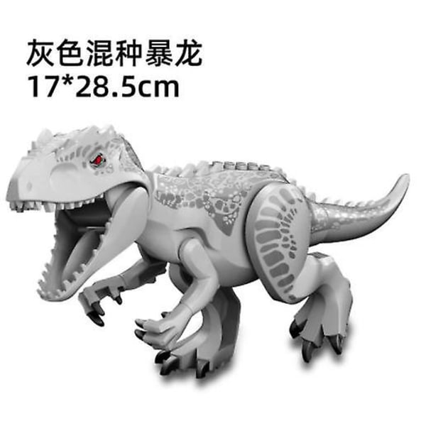 Dinosauriebyggklossleksaker,tyrannosaurus Dinosauriemodulär konstruktionsleksak Jurassic Toy T-rex Raptor Figur Present för barn 3-12 år Grey