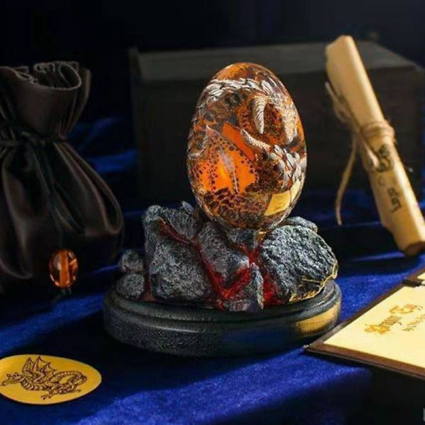 Lava Dragonägg Transparent Kristall Lava Dinosaurieägg Harts Skulptur Souvenir[C] illuminated base