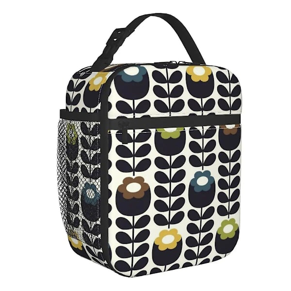Orla Kiely Termoslunchväska med Flera Stjälkar Blommor Skol Skandinavisk Stil Vattentät Termisk Kylare Bento Box Kvinnor Barn[C] QCBQ-19839 26x21x11cm