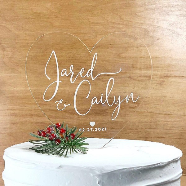 Anpassad akryl bröllopstårta topper med namn personliga herr och fru tårta toppers årsdagen födelsedag efterrätt leveranser Style A White Text