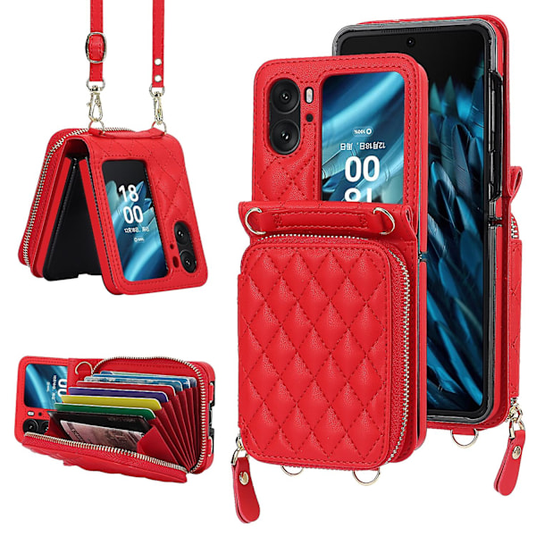 Korthållare-fodral med rombstruktur för OPPO Find N2 Flip Red