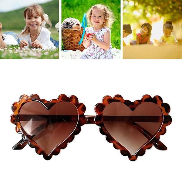 2x Barn Pojkar Flickor Plast Solglasögon Hjärtformade Glasögon UV400 Brun (C)