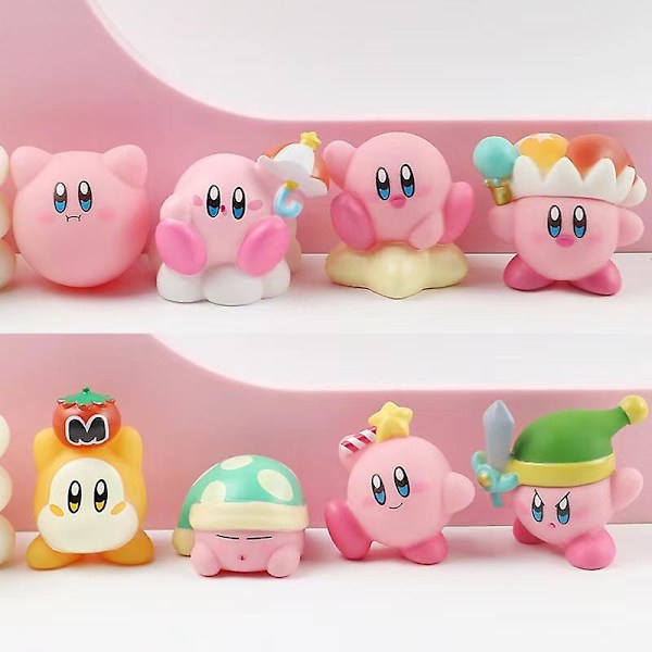 8 stk Kirby Dukker Anime Spillfigur Rosa Kirby Waddle Dee Doo Søt Tegneserie Samle Mini Leke Dukker Action Lekefigur Bursdagsgaver