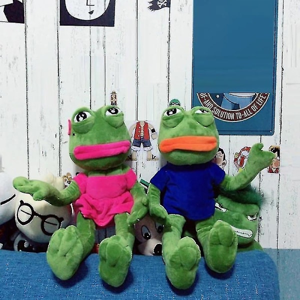 45cm Sad Frog Plyschleksak Mjuk Fylld Kudde Magisk Uttryck Pepe Den Ledsna Grodan Djur Plyschdocka Födelsedagspresenter För Barn