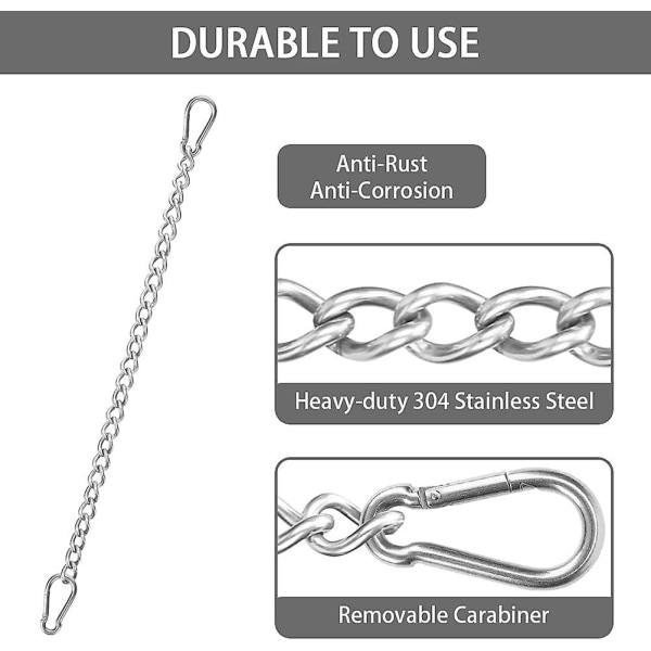 Kæde med to karabinhager, 400 kg kapacitet, robust rustfrit stål hængekæde, forlængelseskæde[C]