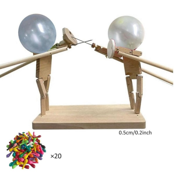 Ballong Bamboo Man Battle Fäktning Dockor Battle Game Leksaker Handgjorda trä Whack a Ballong Festspel Presenter 5mm