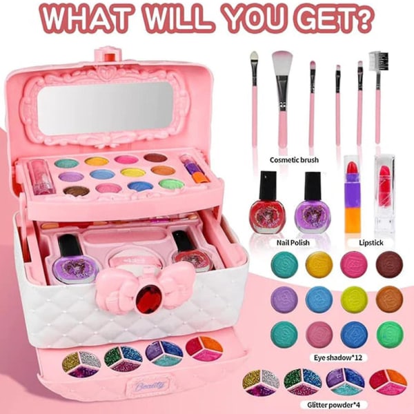 Barn Tvättbar Makeup Girls Toys - Girls Makeup Kit For Kids Make Up Set Real -gt Pink