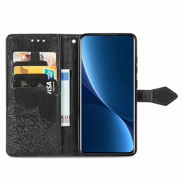 För Xiaomi 12 Pro Mandala Blomma Präglat Horisontellt Flip Läder Telefonfodral I6(FCC)