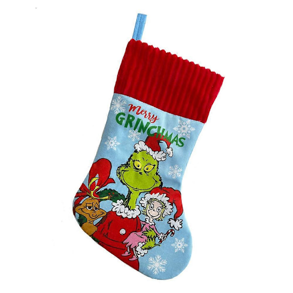 Julegrinch Stor Strømpe Juleristpynt Gaveposer Hengende Peisdekor