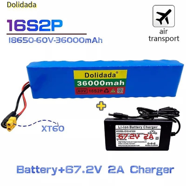 16s2p 60v 36ah 1000w BMS Ladbar Litiumbatteri Brukes Bredt I 60v Elektrisk Utstyr: Trafikklys, Osv[C] 67.2V2A