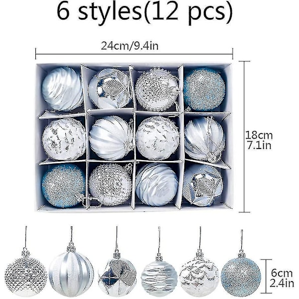 12 st julgranskulor Julgranskulor Set Julgranskulor Set 2,4 tum / 6 cm Oslåbara Julgranskulor Dekoration Jul T