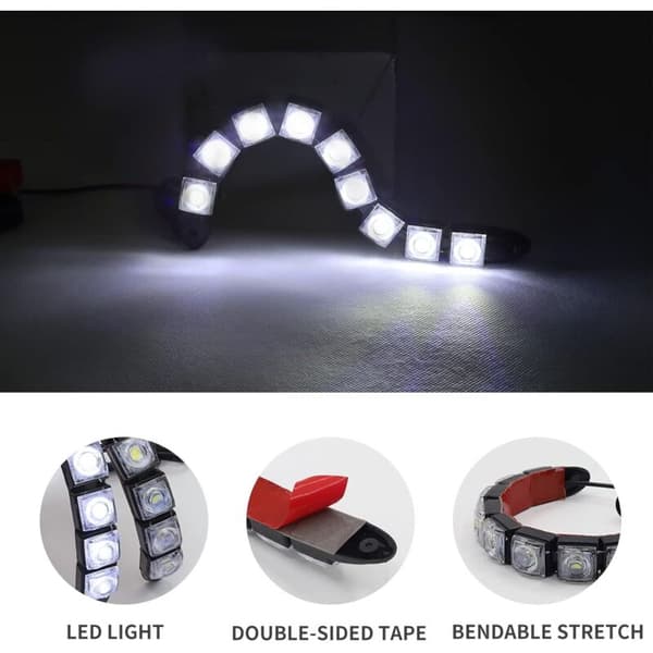 2 STK LED Bil Kørelys, Universal 9 LED Fleksible Kørelys Strips 12V Kørelys Positionslys til Bil (C)