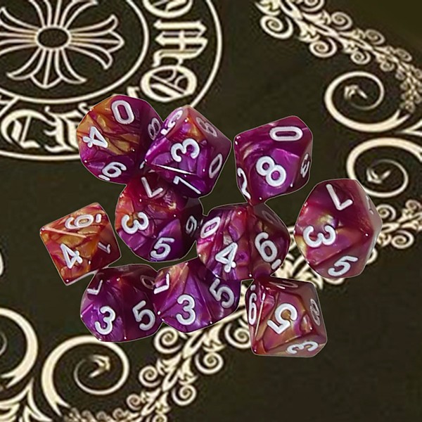 2x10st 10-sidiga Tärningar D10 Polyedriska Tärningar för Dungeons and Dragons Bordsspel Lila Röd (C)