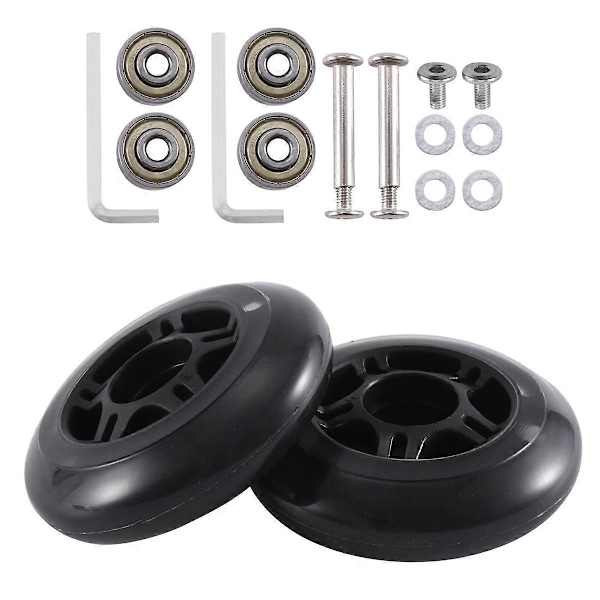 80x24mm Bagagehjul Ersättningshjul för Väskor med 6mm Kolstål Lager Hjul för Resväska S (C) Black