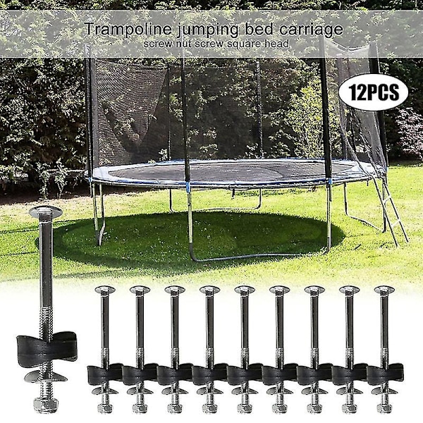 12 stk. Sorte Trampolin Indhegningsstang Afstandsstykker Metal Trampolin Del Til Fastgørelse af Trampolinen