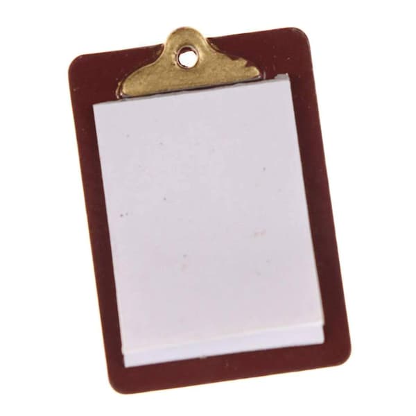 Miniature Tilbehørs Clipboard 12cm x 1cm Inkluderer Ægte Papir
