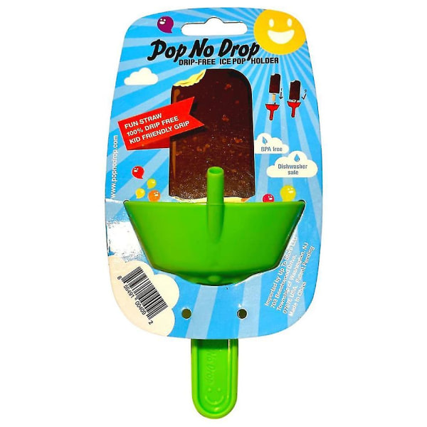 Pop No Drop Dryppfri Ispopsholder - Rotfri Holder for Frossen Godbiter med Sugerør[C] Green